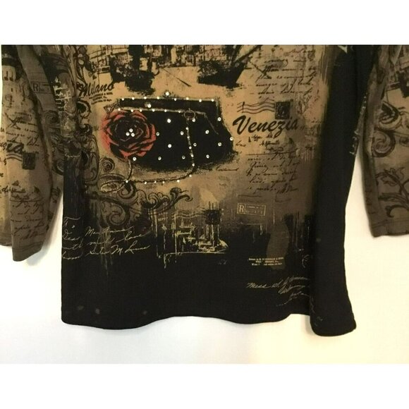 Jess & Jane Sweater 3/4 Sleeve Cotton Knit Italian Pattern Women's Size Small - Picture 8 of 13